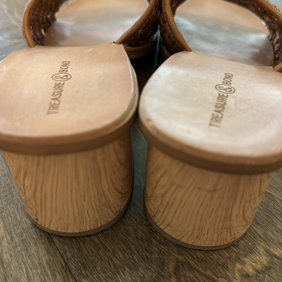 Treasure & Bond Caroline Brown Lattice Woven Slip On Sandals Heels Size 7.5 - Picture 4 of 8